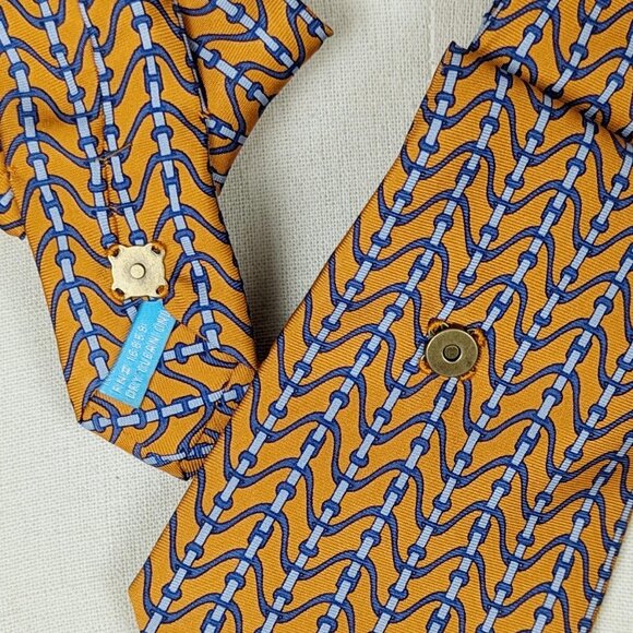 BNWT Ogsplosh Silk Ascot Scarf Unisex Size Short Orange Blue - Picture 2 of 5